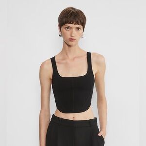 Aritzia Babaton Sculpt Knit Squareneck Bustier Crop Tank Top NWT Black